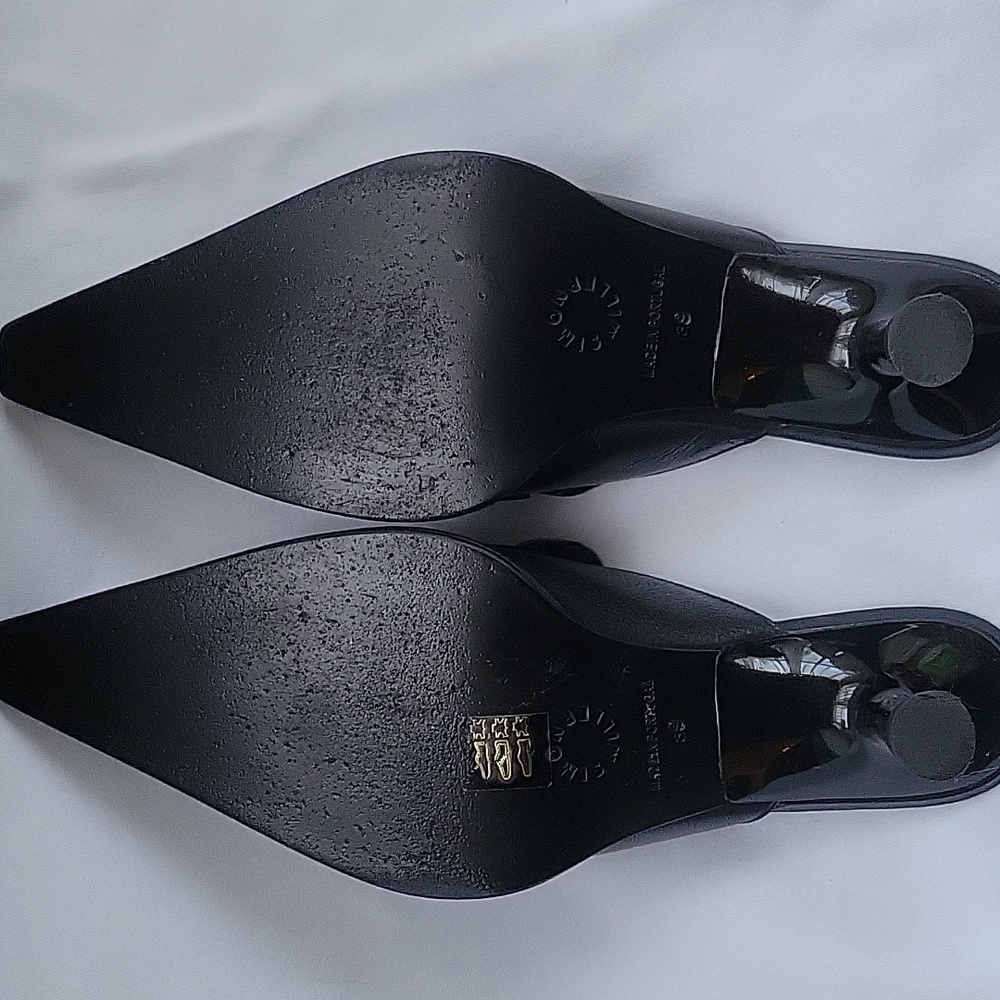 Simon Miller Black and Cream Pointed Penny Leather Mules - Picture 5 of 7